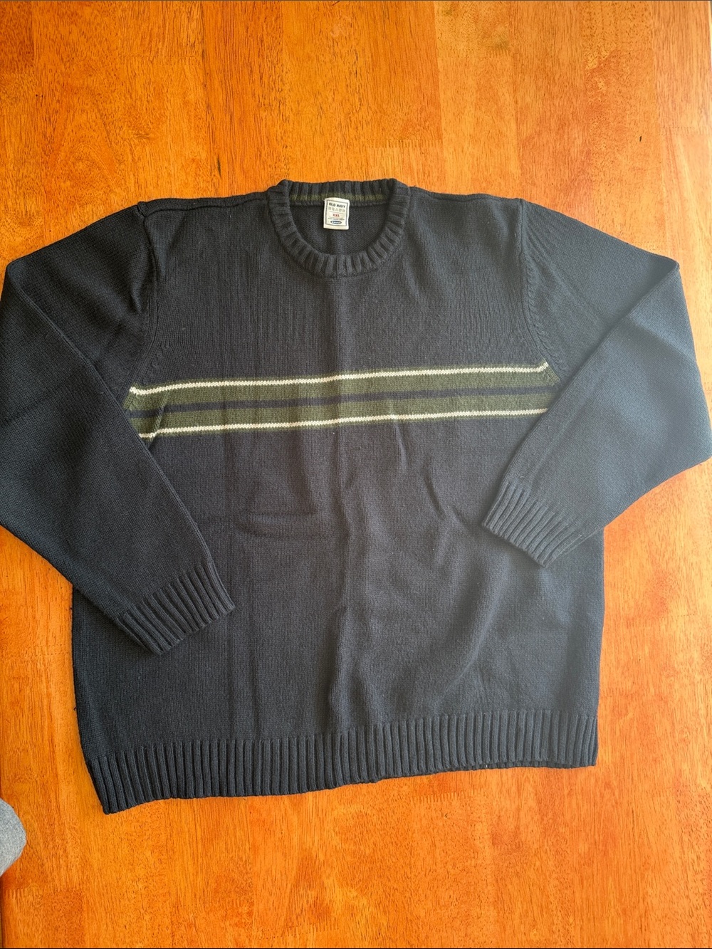 Old Navy Men’s XXL Blue Crewneck Sweater with Striped Chest